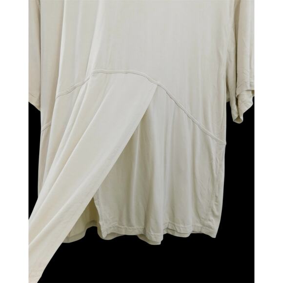 Lululemon Modal-Silk Blend Tie-Front Yoga T-Shirt In Natural Ivory Size 10 - Picture 3 of 6